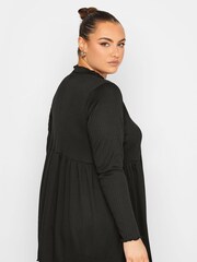 Yours Curve Black Limited Ribbed Peplum Top - Image 3 of 4