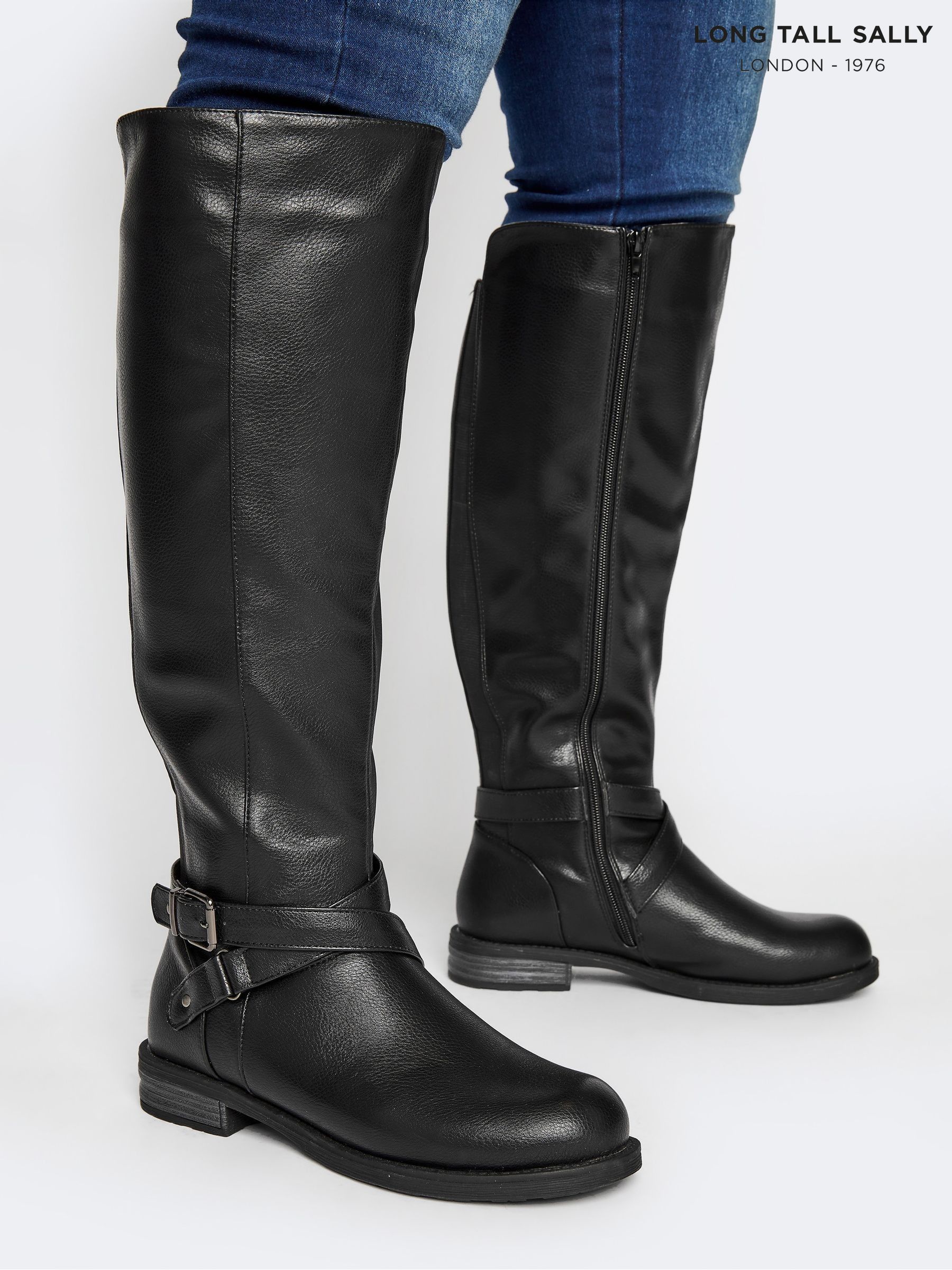 Buy Long Tall Sally Black Leather Riding Boots from Next USA