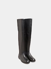 Long Tall Sally Black Stretch Over The Knee Leather Boots - Image 3 of 5