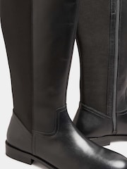 Long Tall Sally Black Stretch Over The Knee Leather Boots - Image 4 of 5