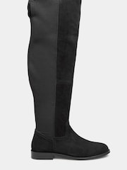 Long Tall Sally Black Stretch Over The Knee Suede Boots - Image 1 of 5