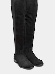 Long Tall Sally Black Stretch Over The Knee Suede Boots - Image 4 of 5