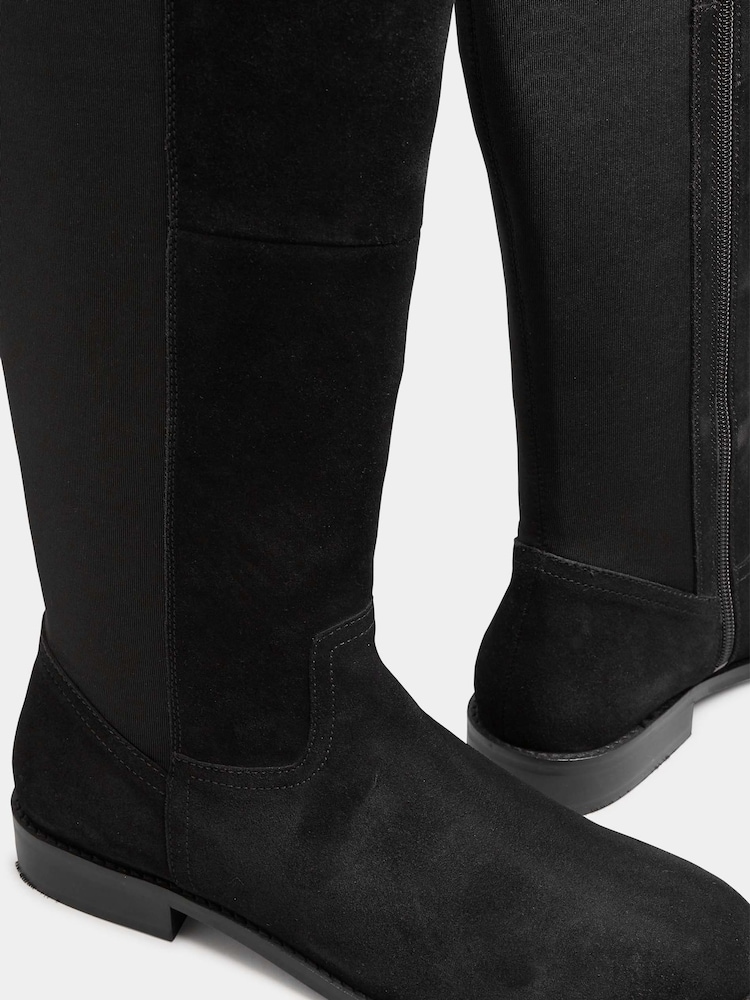 Long Tall Sally Black Stretch Over The Knee Suede Boots - Image 5 of 5