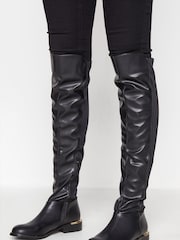 Long Tall Sally Black PU Stretch Boots - Image 1 of 4