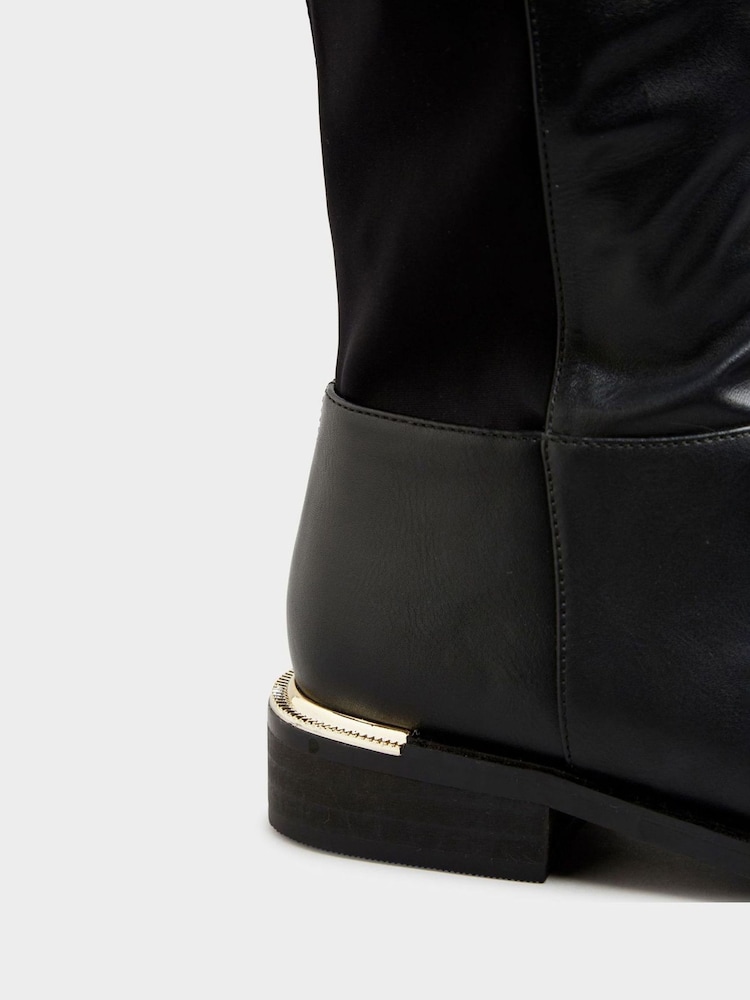Long Tall Sally Black PU Stretch Boots - Image 4 of 4