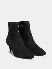 Long Tall Sally Black Heeled Kitten Suedette Boots - Image 2 of 5