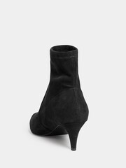 Long Tall Sally Black Heeled Kitten Suedette Boots - Image 4 of 5