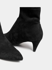 Long Tall Sally Black Heeled Kitten Suedette Boots - Image 5 of 5