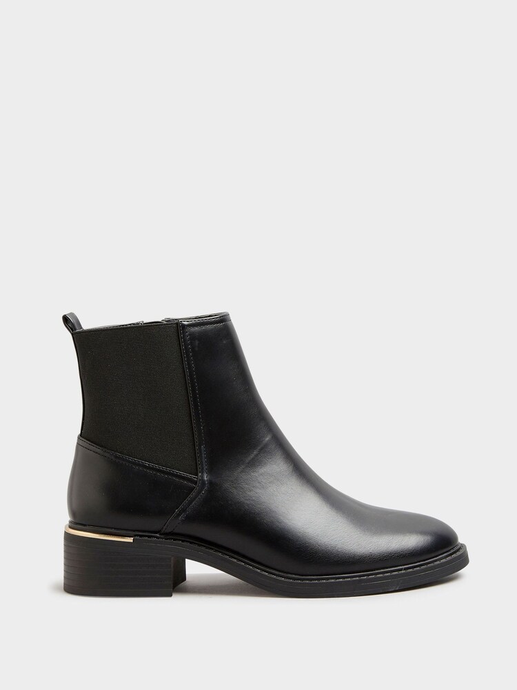 Long Tall Sally Black Metal Trim Chelsea Boots - Image 1 of 5