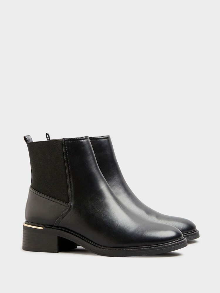 Long Tall Sally Black Metal Trim Chelsea Boots - Image 2 of 5