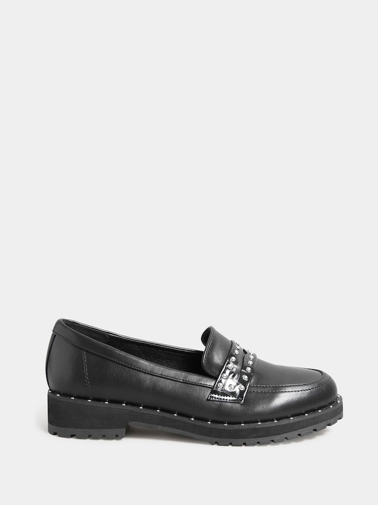 Long Tall Sally Black Studded Loafers - Image 1 of 3
