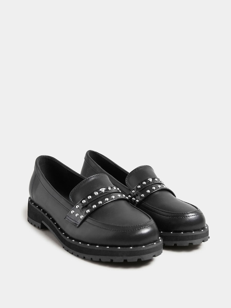 Long Tall Sally Black Studded Loafers - Image 2 of 3