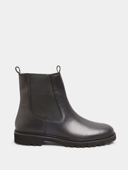 Long Tall Sally Black Leather Cleated Chelsea Boots - Image 2 of 5