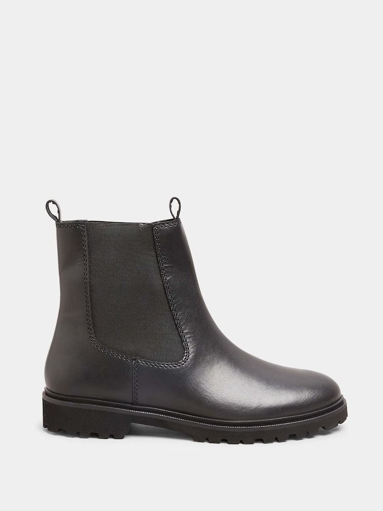 Long Tall Sally Black Leather Cleated Chelsea Boots - Image 2 of 5