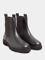 Long Tall Sally Black Leather Cleated Chelsea Boots - Image 3 of 5