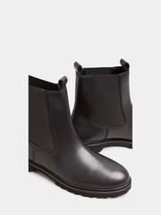 Long Tall Sally Black Leather Cleated Chelsea Boots - Image 5 of 5