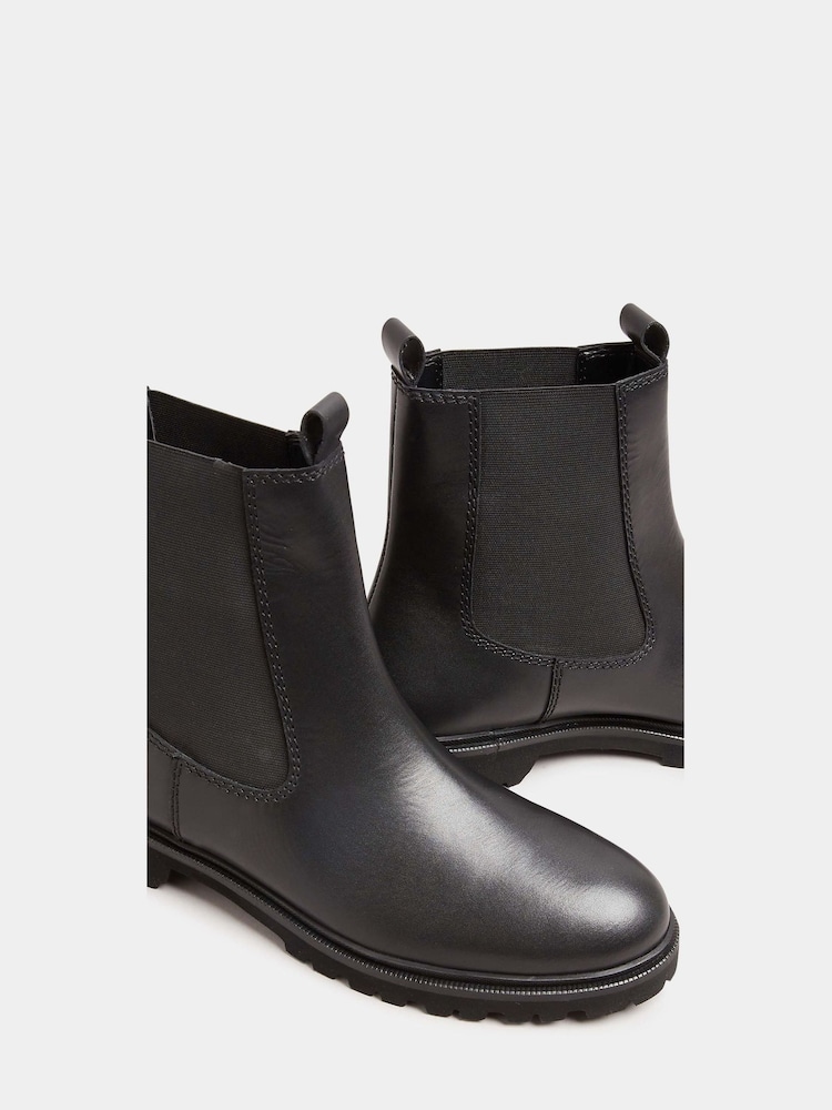 Long Tall Sally Black Leather Cleated Chelsea Boots - Image 5 of 5