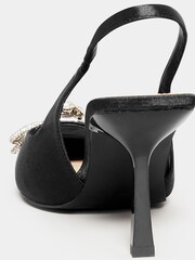 Long Tall Sally Black Sliver Slingback Kitten Heel Court Shoes - Image 3 of 3