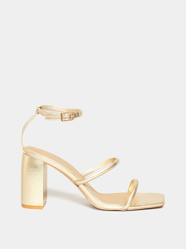 Long Tall Sally Gold Multi Strap Block Heels - Image 2 of 4