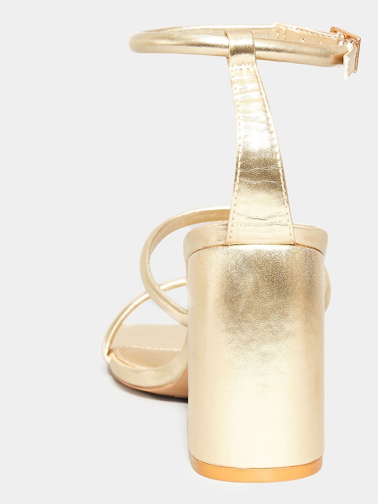 Long Tall Sally Gold Multi Strap Block Heels - Image 4 of 4