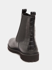 Long Tall Sally Black Leather Cleated Chelsea Croc Effect Boots - Image 3 of 5