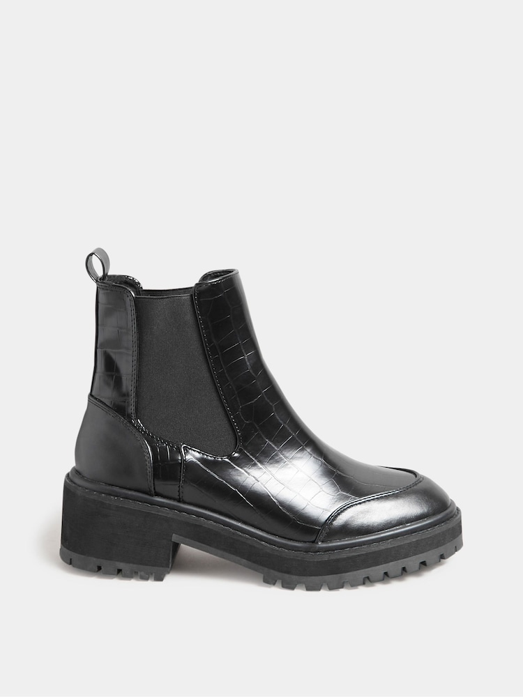 Long Tall Sally Chelsea-Stiefel in Kroko-Optik mit dicker Sohle - Bild 1 von 3 Long Tall Sally Chelsea-Stiefel in Kroko-Optik mit dicker Sohle - Bild 1 von 3