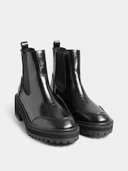 Long Tall Sally Black Chunky Chelsea Croc Effect Boots - Image 2 of 3