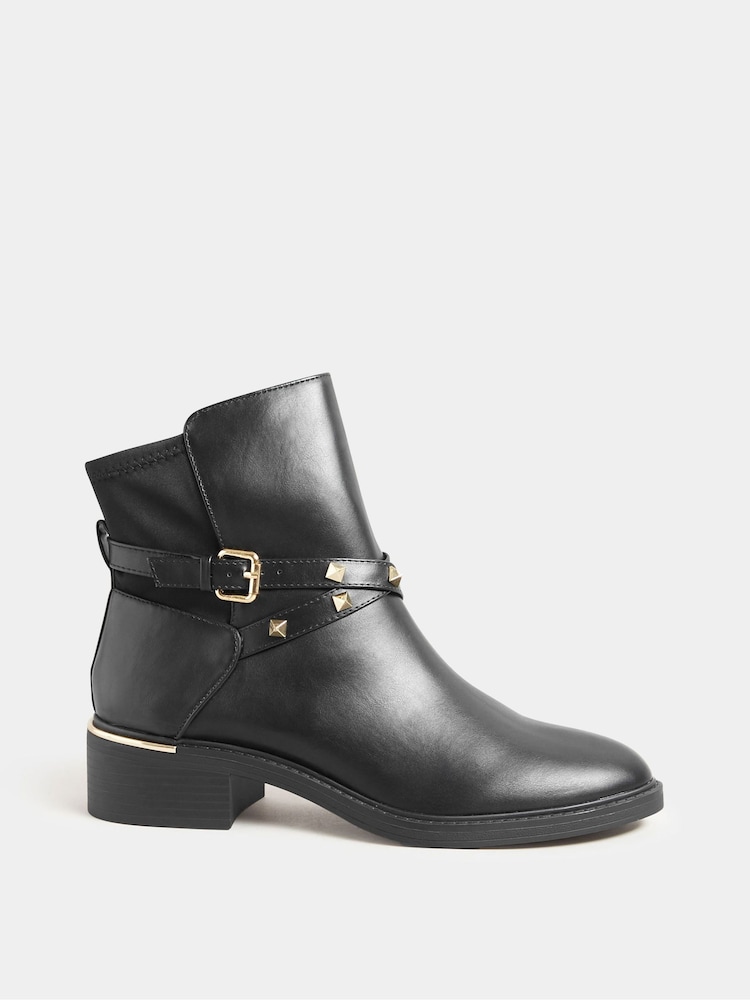 Long Tall Sally Black Hardware Detail Chelsea Boots - Image 1 of 4