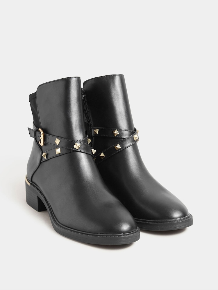 Long Tall Sally Black Hardware Detail Chelsea Boots - Image 2 of 4