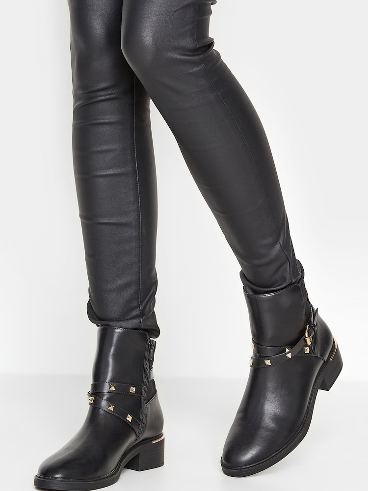 Long Tall Sally Black Hardware Detail Chelsea Boots - Image 4 of 4