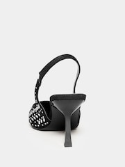 Long Tall Sally Black Slingback Kitten Heel Court Shoes - Image 2 of 4