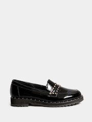Long Tall Sally Black Studded Patent Loafers - Image 1 of 3
