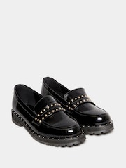 Long Tall Sally Black Studded Patent Loafers - Image 2 of 3