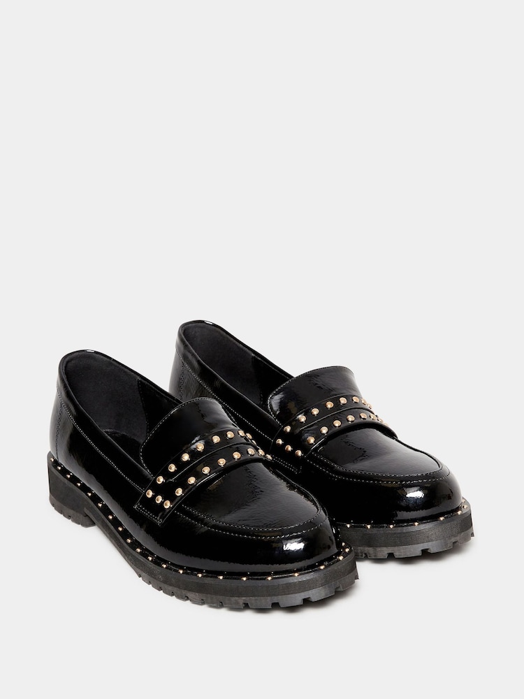 Long Tall Sally Black Studded Patent Loafers - Image 2 of 3 Long Tall Sally Black Studded Patent Loafers - Image 2 of 3