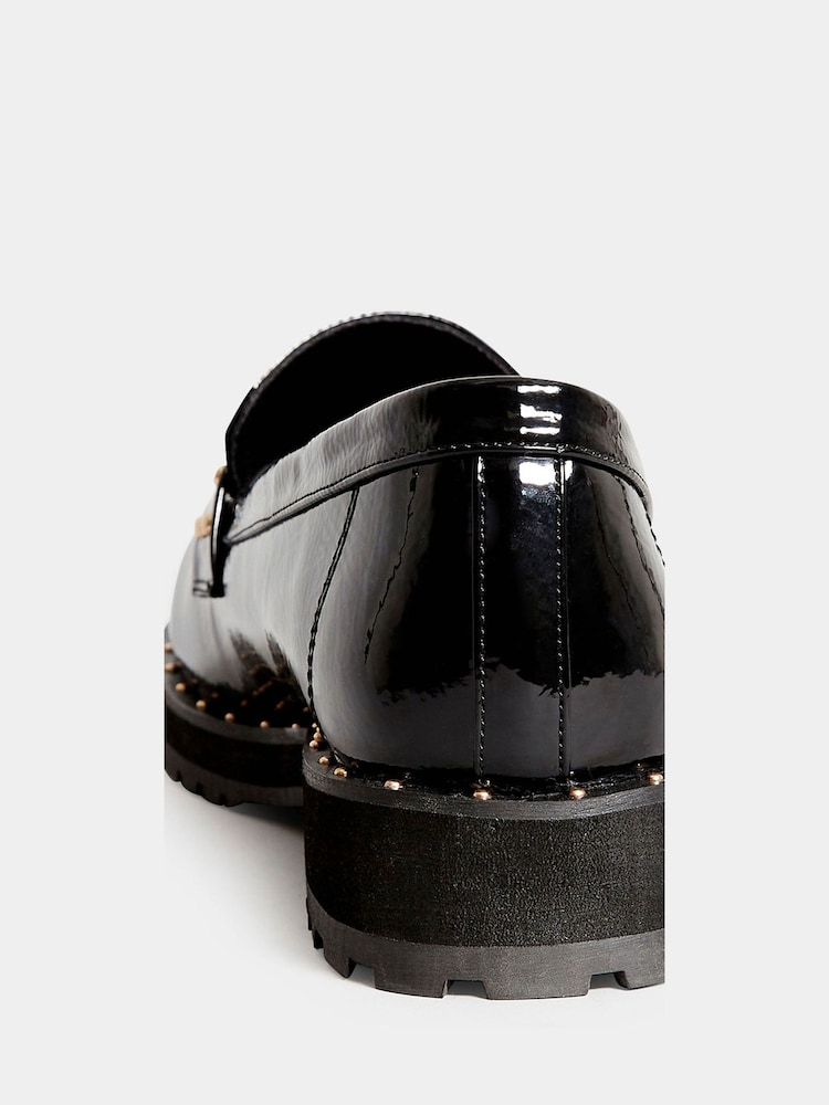 Long Tall Sally Black Studded Patent Loafers - Image 3 of 3