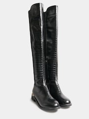 Long Tall Sally Black 50/50 Stretch Over The Knee Croc Effect Boots - Image 3 of 5