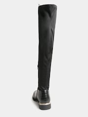 Long Tall Sally Black 50/50 Stretch Over The Knee Croc Effect Boots - Image 4 of 5