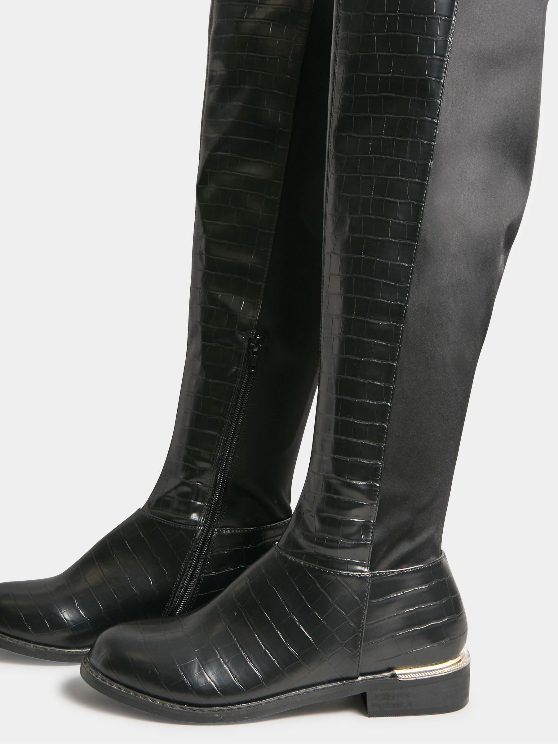 Buy Long Tall Sally Black 50 50 Stretch Over The Knee Croc Effect Boots from Next Luxembourg