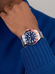 Sekonda Mens Silver Tone Ocean 43mm Analogue Watch With Case And Stainless Steel Bracelet With Blue Dial - Image 1 of 6