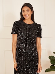 Mela Black Sequin Dresses - Image 1 of 5