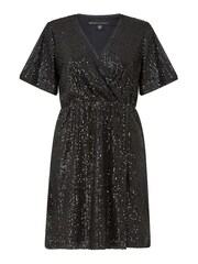 Mela Black Sequin Kimono Sleeve Wrap Dress - Image 4 of 4