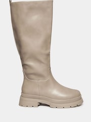 Yours Curve Natural Extra-Wide Fit PU Pull On Calf Boots - Image 1 of 4