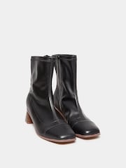 Yours Curve Black Block Heels Tram Line Boots - Image 2 of 3