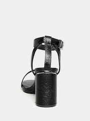 Yours Curve Black Extra Wide Fit Snake Print Block Heels Sandals - Image 3 of 5