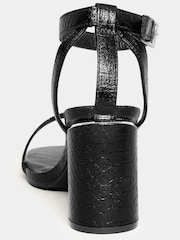 Yours Curve Black Extra Wide Fit Snake Print Block Heels Sandals - Image 5 of 5