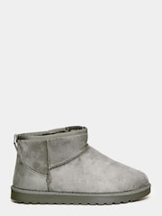 Yours Curve Grey Extra-Wide Fit Mini Faux Fur Boots - Image 1 of 5