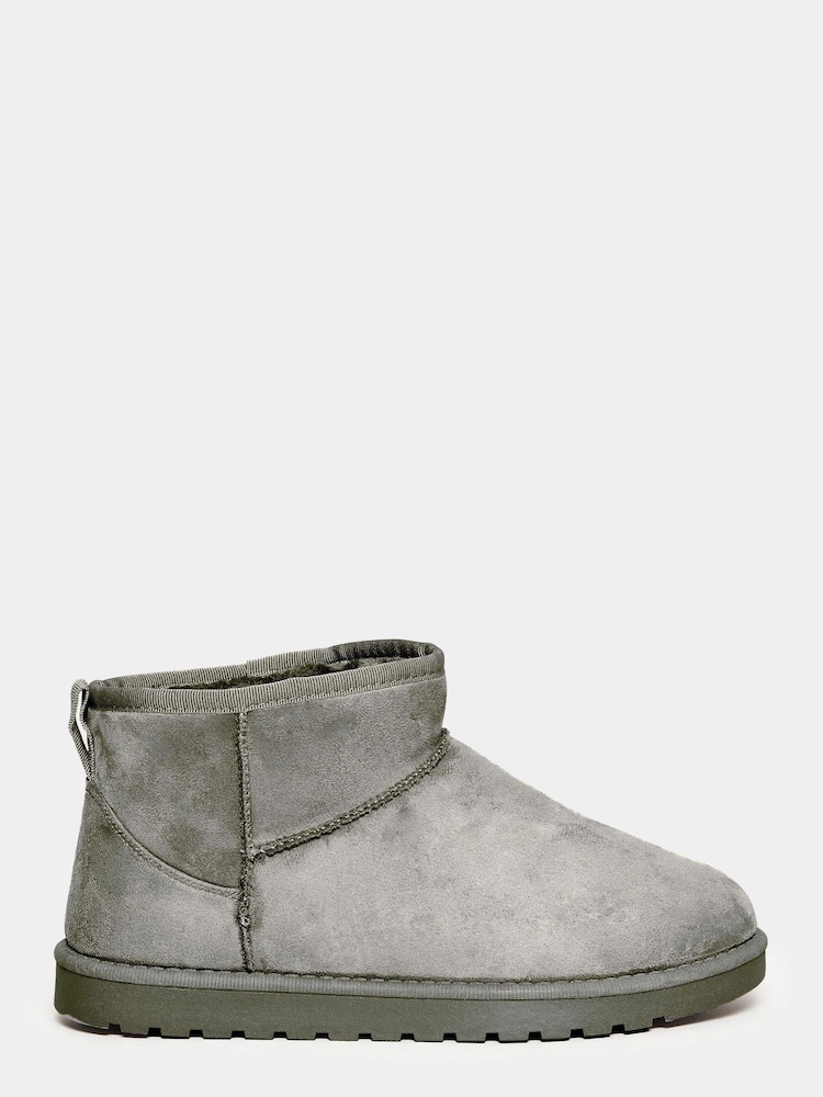 Yours Curve Grey Extra-Wide Fit Mini Faux Fur Boots - Image 1 of 5