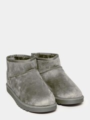 Yours Curve Grey Extra-Wide Fit Mini Faux Fur Boots - Image 3 of 5