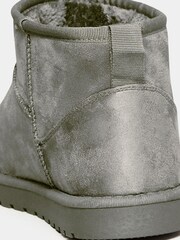 Yours Curve Grey Extra-Wide Fit Mini Faux Fur Boots - Image 5 of 5
