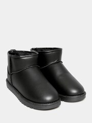 Yours Curve Black Extra-Wide Fit Mini Faux Fur PU Boots - Image 3 of 5